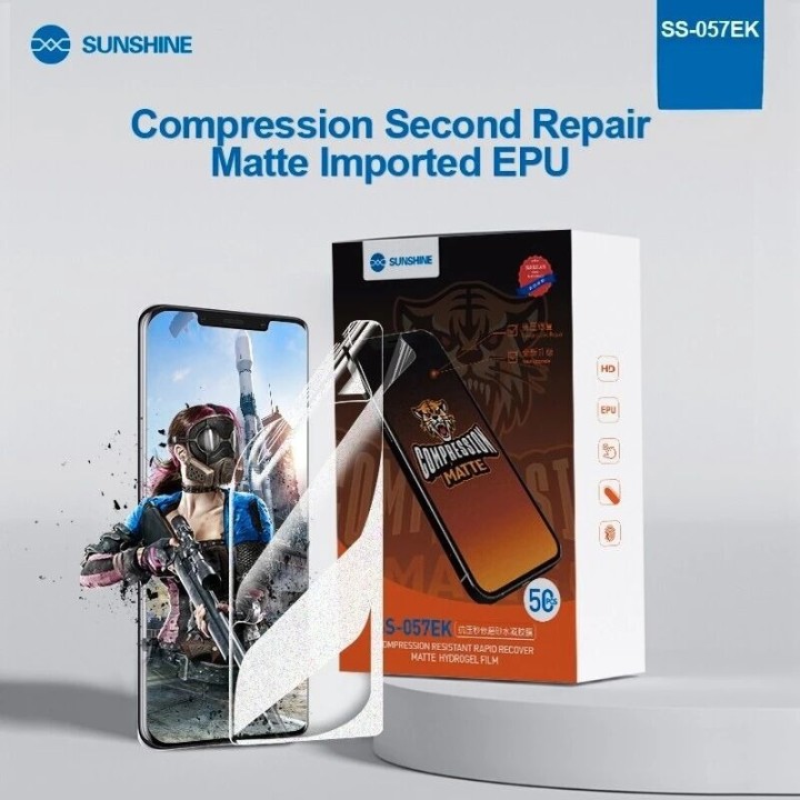 Lot de 50 films "hydrogel" EPU MAT anti-stress et auto-régénérant SUNSHINE SS-057EK pour smartphones