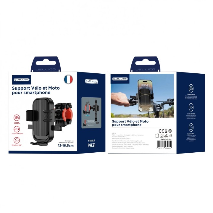 Support smartphone vélo et moto JELLICO PH31 noir