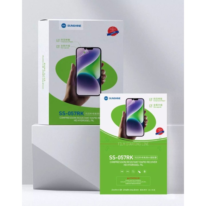 Lot de 20 films "hydrogel" anti-stress et auto-régénérant transparent SUNSHINE SS-057RK HD pour smartphones