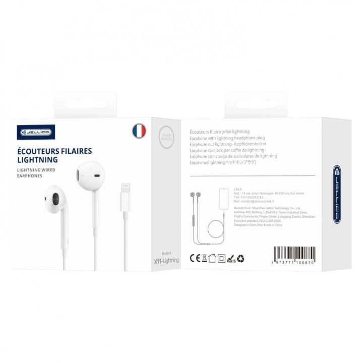 Kit pieton (Lightning bluetooth) avec micro JELLICO X11 blanc