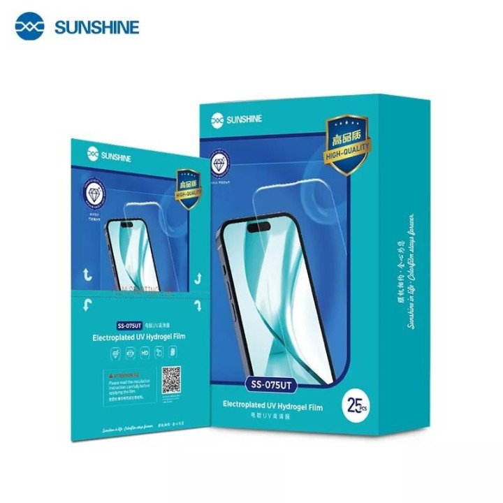 Lot de 25 films "hydrogel" UV HD en verre trempé haute protection SUNSHINE SS-075UT pour smartphones