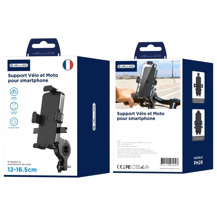Support smartphone vélo et moto JELLICO PH26 noir