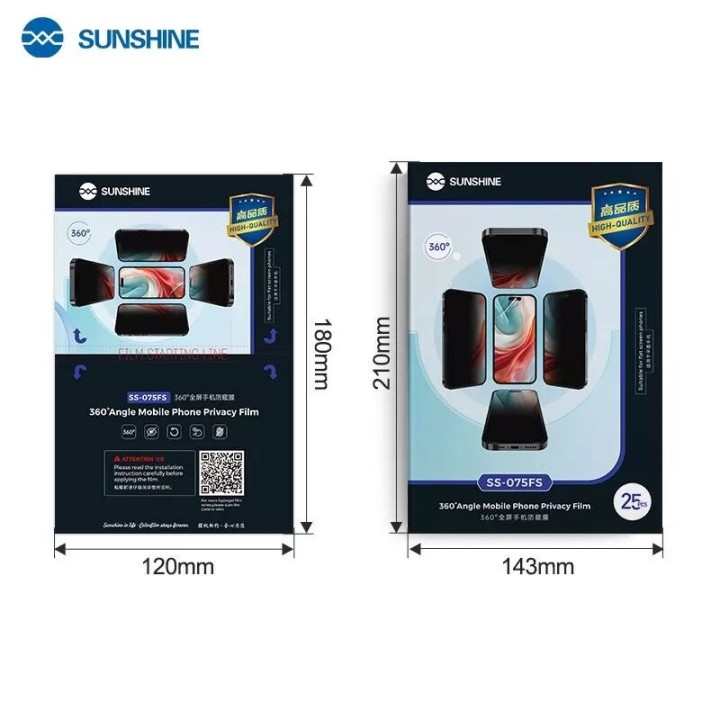 Lot de 25 films "hydrogel" TPU MAT effet privé SUNSHINE SS-075FS pour smartphones, watch...
