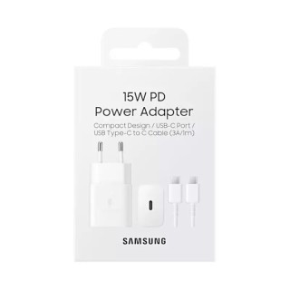 Adaptateur secteur Usb-C avec cable ORIGINAL Usb-C/Type C charge rapide Samsung 15W EP-T1510XWEGEU blanc