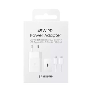 Adaptateur secteur Usb-C avec cable ORIGINAL Usb-C/Type C charge rapide Samsung 45W EP-TA845XWEGWW blanc