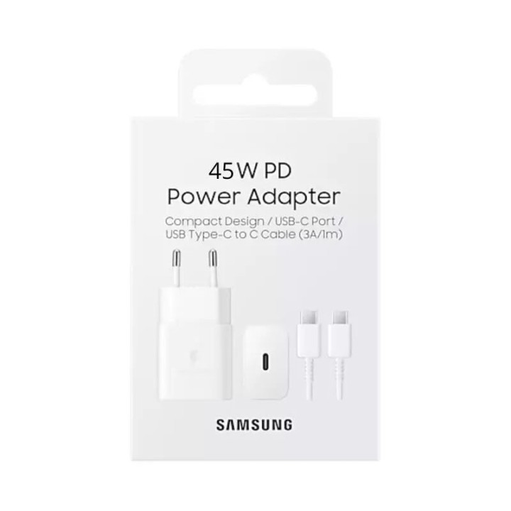 Adaptateur secteur Usb-C avec cable ORIGINAL Usb-C/Type C charge rapide Samsung 45W EP-TA845XWEGWW blanc