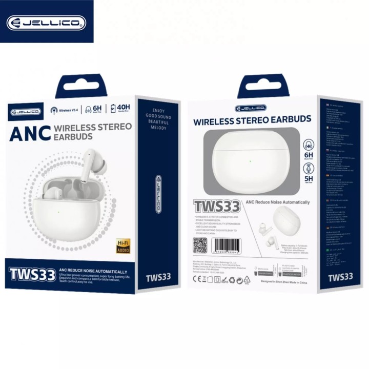 Ecouteurs sans fil bluetooth intra-auriculaire JELLICO TWS33 blanc