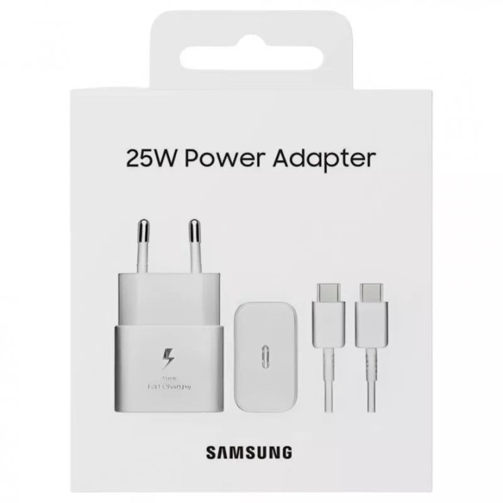 Adaptateur secteur Usb-C avec cable ORIGINAL Usb-C/Type C charge rapide Samsung 25W EP-T2510XWEGEU blanc