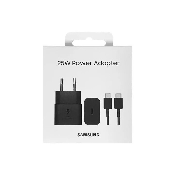 Adaptateur secteur Usb-C avec cable ORIGINAL Usb-C/Type C charge rapide Samsung 25W EP-T2510XBEGEU noir