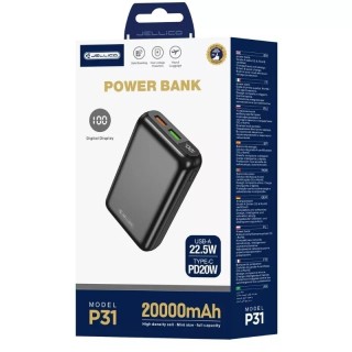 Power Bank (Batterie Externe) 20000mAh 22.5W JELLICO P31 noir