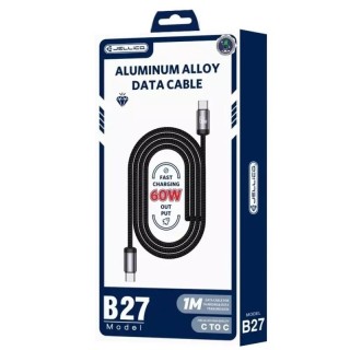 Cable Usb-C/Type C vers Usb-C/Type C (60W) 1 mètre avec embouts en Aluminium JELLICO B27 noir