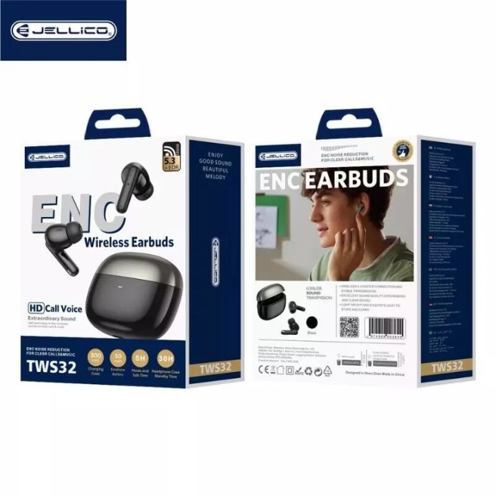 Ecouteurs sans fil bluetooth intra-auriculaire JELLICO TWS32 noir