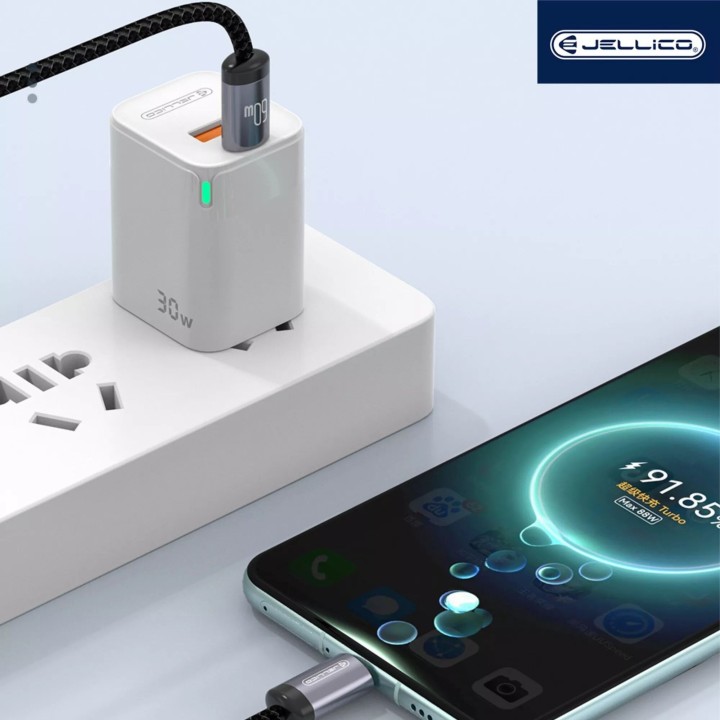 Cable Usb-C/Type C vers Usb-C/Type C (60W) 1 mètre avec embouts en Aluminium JELLICO B27 noir