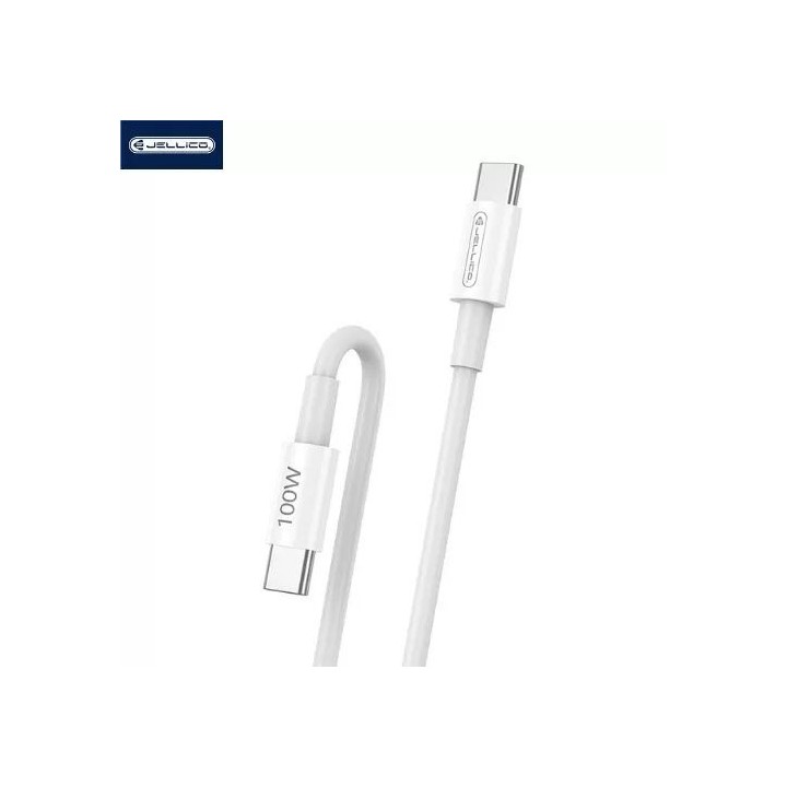 Cable Usb-C/Type C vers Usb-C/Type C (100W) 1 mètre JELLICO B22 blanc