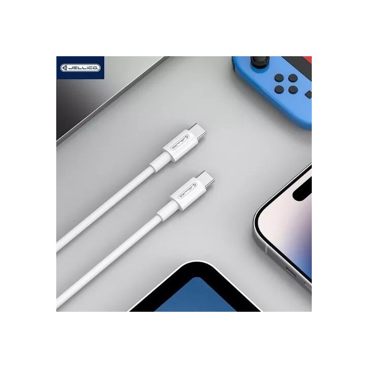 Cable Usb-C/Type C vers Usb-C/Type C (100W) 1 mètre JELLICO B22 blanc