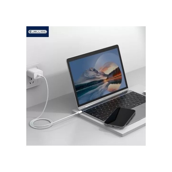 Cable Usb-C/Type C vers Usb-C/Type C (100W) 1 mètre JELLICO B22 blanc