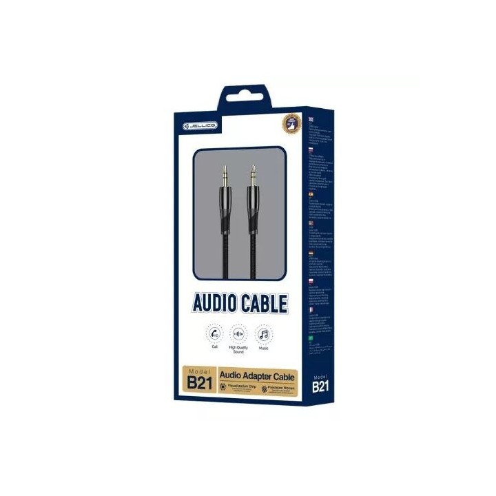 Cable Audio Jack vers Jack (3.5mm) 1.2 mètres JELLICO B21 noir