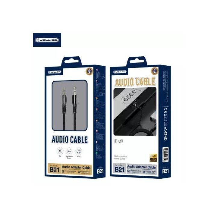 Cable Audio Jack vers Jack (3.5mm) 1.2 mètres JELLICO B21 noir