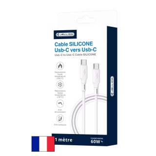 Cable Usb-C/Type C vers Usb-C/Type C (3.1A) 1 mètre JELLICO B24 blanc