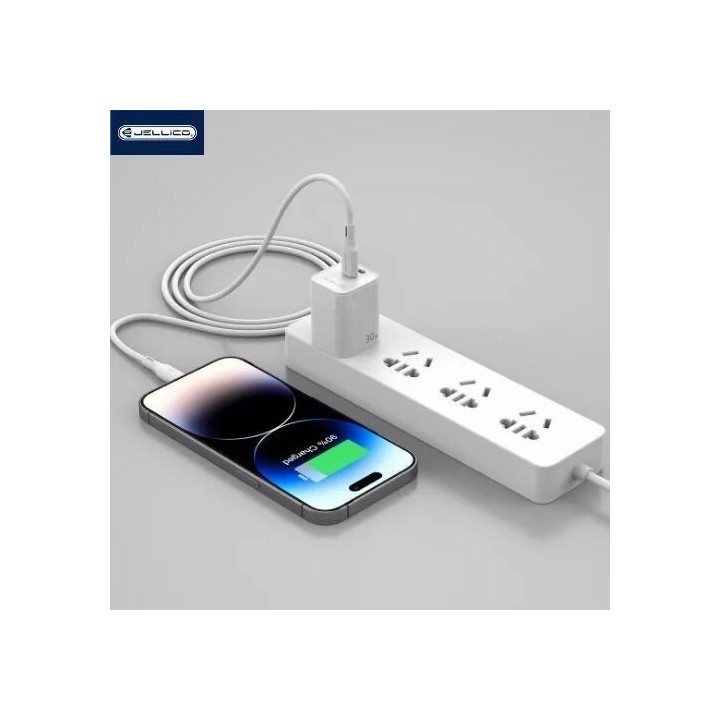 Cable Usb-C/Type C vers Usb-C/Type C (3.1A) 1 mètre JELLICO B24 blanc