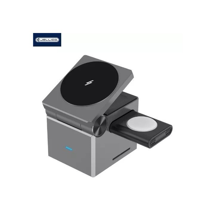 Station de charge sans fil 3 en 1 pour smartphone / écouteurs / montres JELLICO W16 noir
