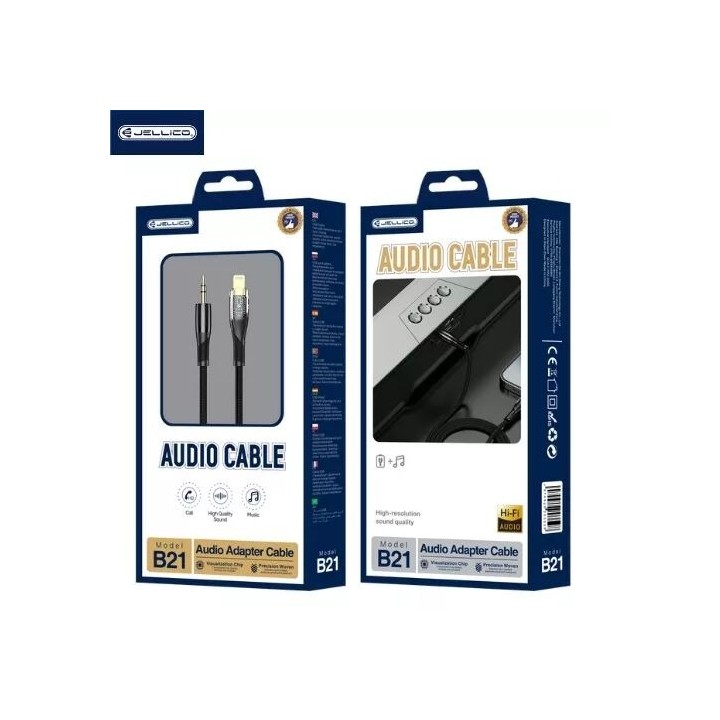 Cable Audio Lightning vers Jack (3.5mm) 1.2 mètres JELLICO B21 noir