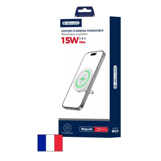 Support de charge en "Anneau" métal pliable et 360° magsafe à induction JELLICO W23 blanc