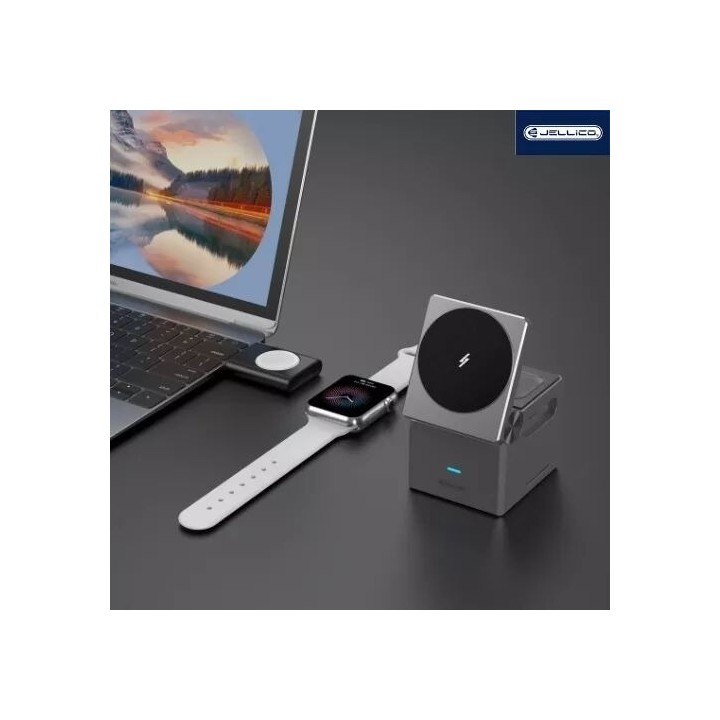 Station de charge sans fil 3 en 1 pour smartphone / écouteurs / montres JELLICO W16 noir