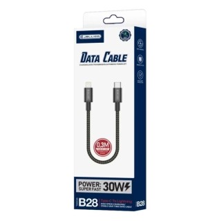 Cable Usb-C/Type C vers Usb-C/Type C (3.1A) 0.3 mètre JELLICO B28 noir