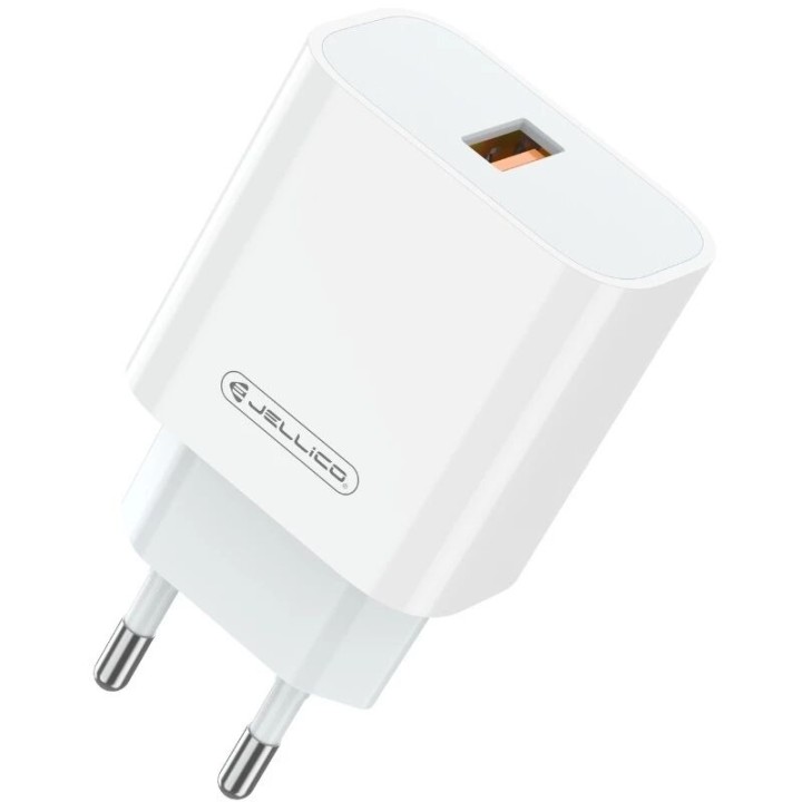 Adaptateur secteur Usb-A avec cable Usb-A vers Type C (22.5W) JELLICO AK165 blanc
