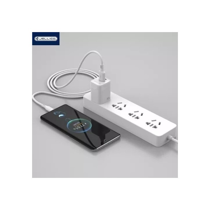 Cable Usb vers Usb-C/Type C (3.1 A) 1 mètre JELLICO B24 blanc