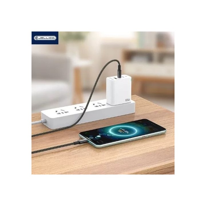 Cable Usb-C/Type C vers Usb-C/Type C (3.1A) 0.3 mètre JELLICO B28 noir