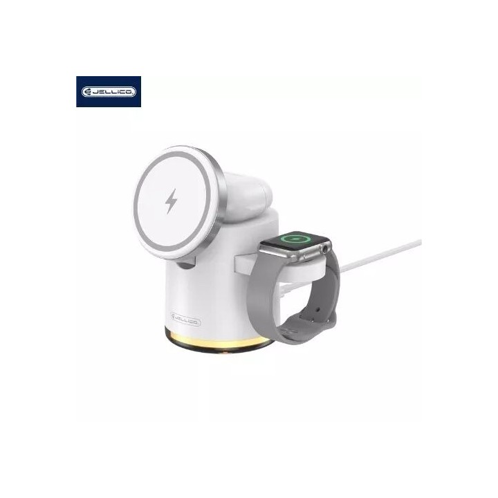 Station de charge sans fil 4 en 1 pour smartphone / écouteurs / montres / LED JELLICO W22 blanc