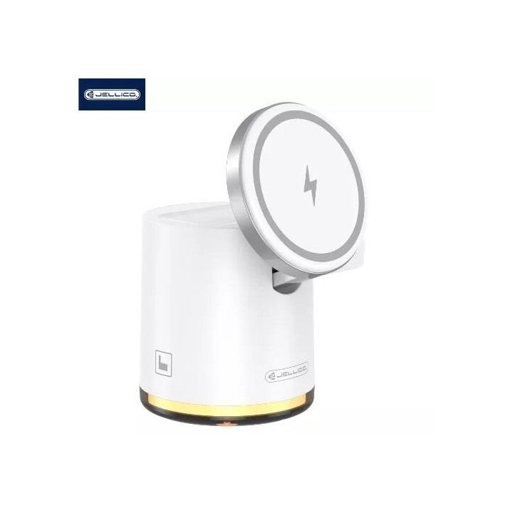 Station de charge sans fil 4 en 1 pour smartphone / écouteurs / montres / LED JELLICO W22 blanc