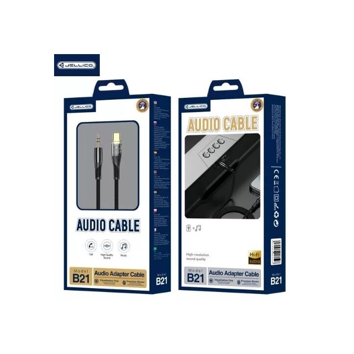 Cable Audio Usb-C/Type C vers Jack (3.5mm) 1.2 mètres JELLICO B21 noir