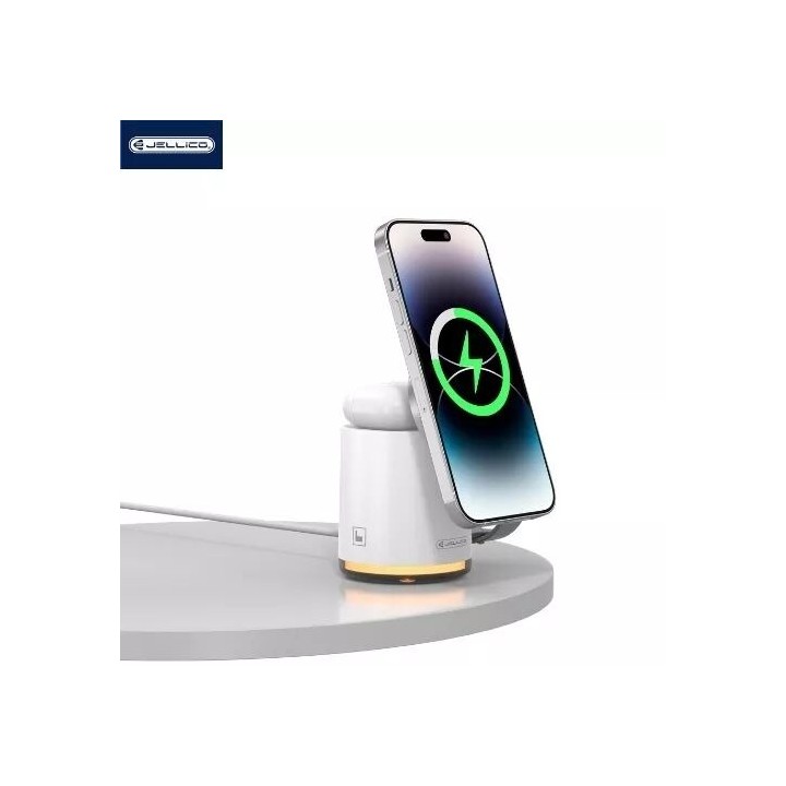 Station de charge sans fil 4 en 1 pour smartphone / écouteurs / montres / LED JELLICO W22 blanc