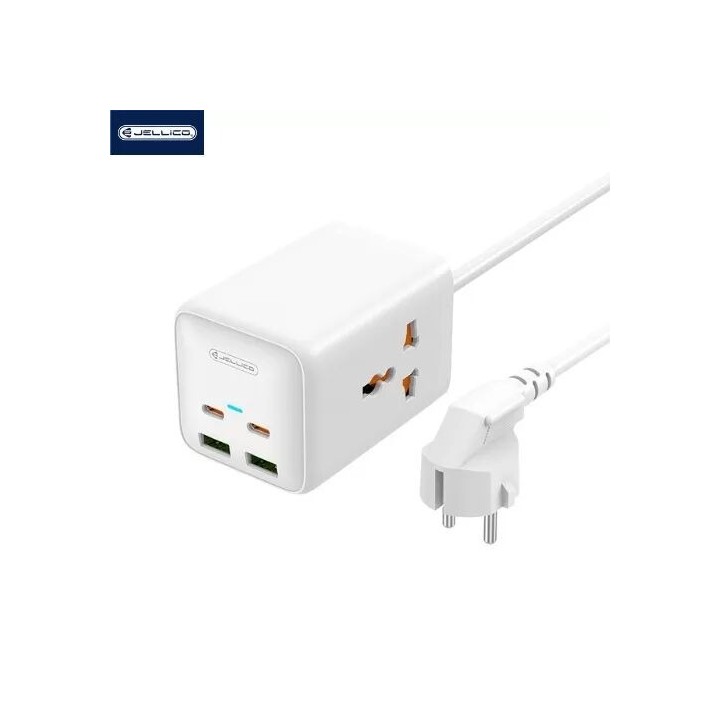 Adaptateur secteur 4 ports 2XUSB et 2XUSB-C/Type C (65W) 1.5M avec prise secteur JELLICO S1 blanc