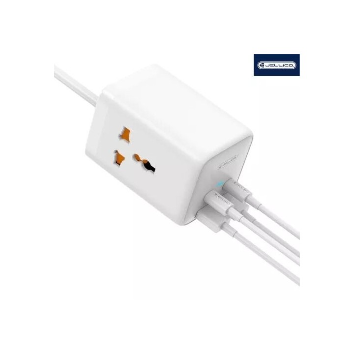Adaptateur secteur 4 ports 2XUSB et 2XUSB-C/Type C (65W) 1.5M avec prise secteur JELLICO S1 blanc