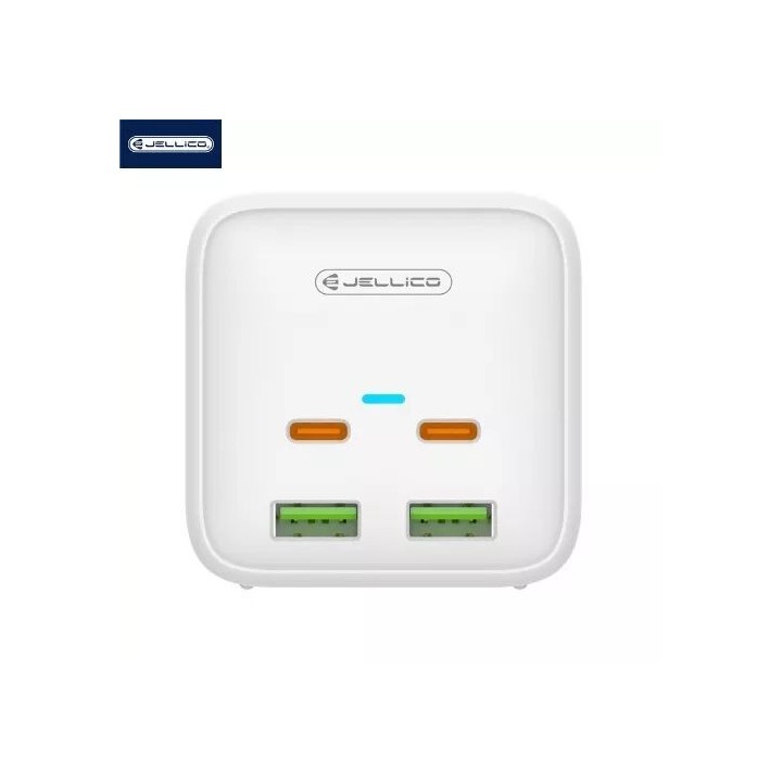 Adaptateur secteur 4 ports 2XUSB et 2XUSB-C/Type C (65W) 1.5M avec prise secteur JELLICO S1 blanc