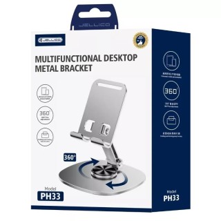 Support smartphone et tablette de bureau axe 360° JELLICO PH33 gris