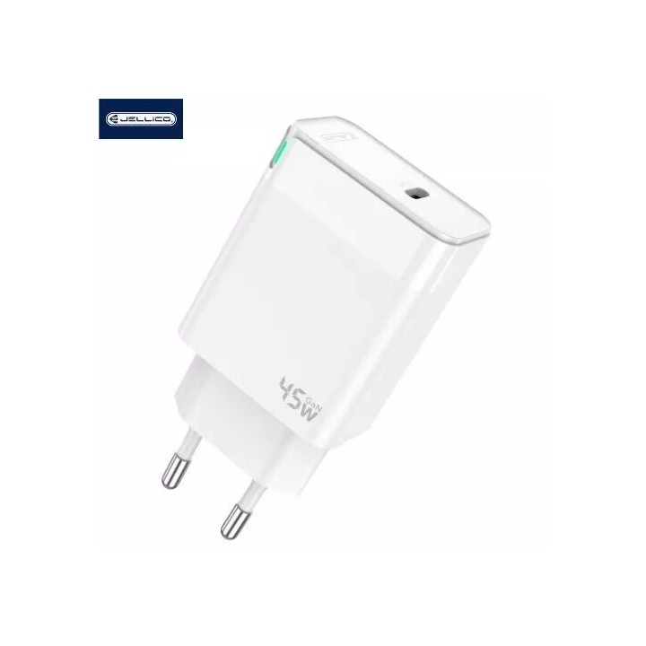 Adaptateur secteur Usb-C avec cable Usb-C/Type C vers Type C (45W) JELLICO C105 blanc