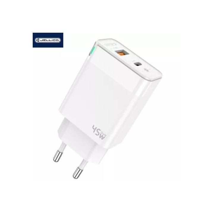 Adaptateur secteur Double port 1X USB-C + 1X USB-A (45W) JELLICO C107 blanc