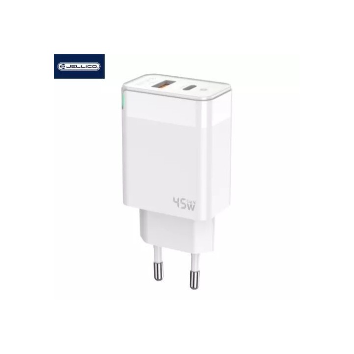 Adaptateur secteur Double port 1X USB-C + 1X USB-A (45W) JELLICO C107 blanc