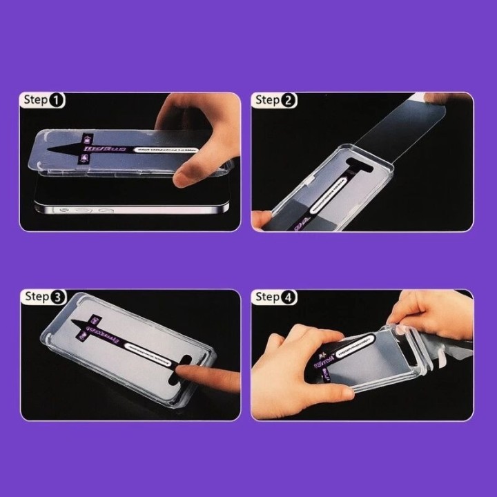 Film verre trempé et kit d'installation anti-poussière iPhone 13/13 Pro/iPhone 14/iPhone 16E/iPhone 17E