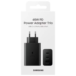 Adaptateur secteur USB-C "Trio" ORIGINAL Samsung 65W EP-T6530NBEGEU noir