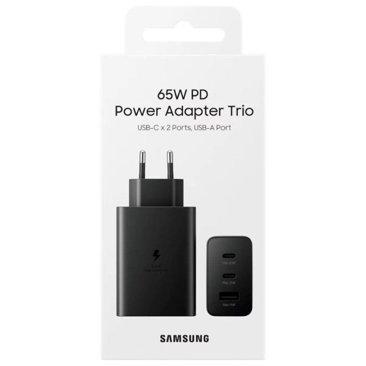 Adaptateur secteur USB-C "Trio" ORIGINAL Samsung 65W EP-T6530NBEGEU noir