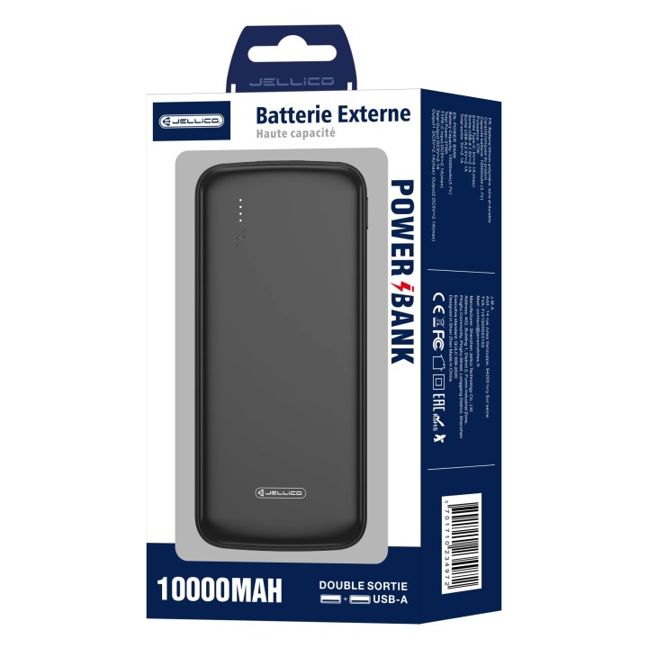 Power Bank (Batterie Externe) 10000mAh 37W double port JELLICO P51 noir