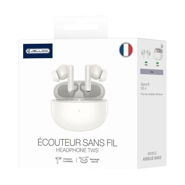 Ecouteurs sans fil bluetooth intra-auriculaire JELLICO Airblue Wave blanc