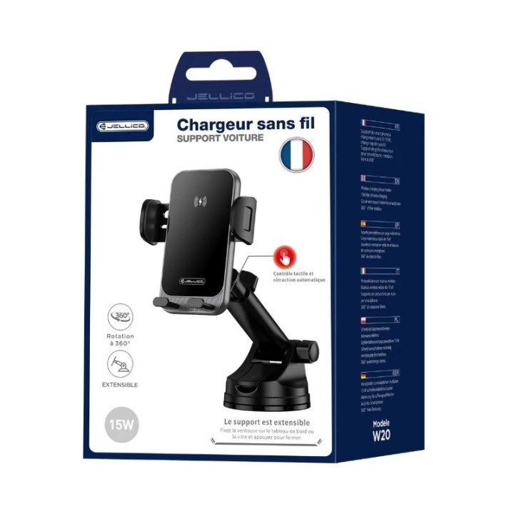 Support voiture chargeur sans fil JELLICO W20 noir