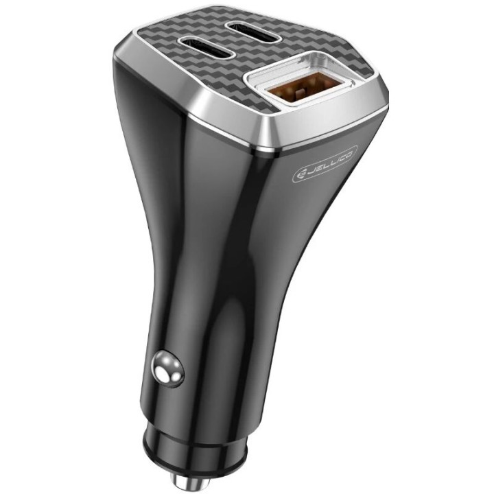 Chargeur voiture triple port 2X USB-C + 1X USB (85.5W) JELLICO F15 noir